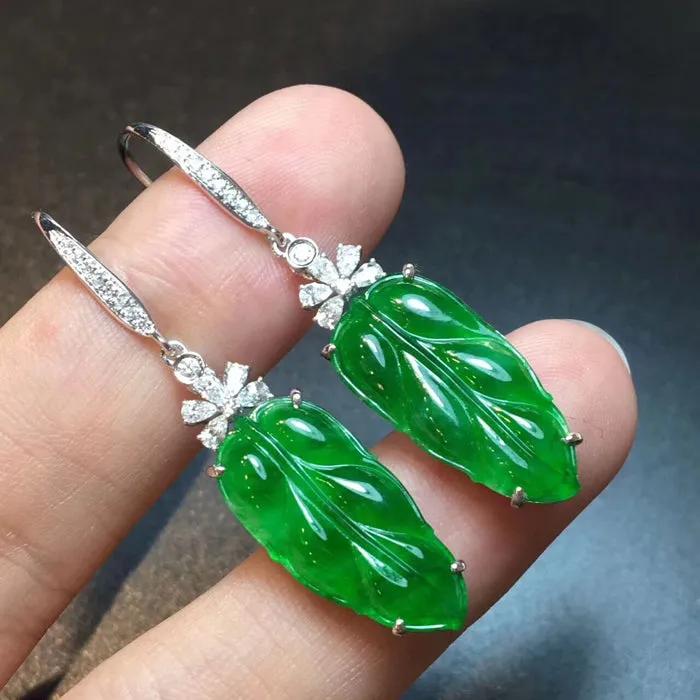 Natural Jade Earrings Jadeite Earrings NEG30