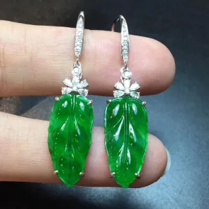 Natural Jade Earrings Jadeite Earrings NEG30