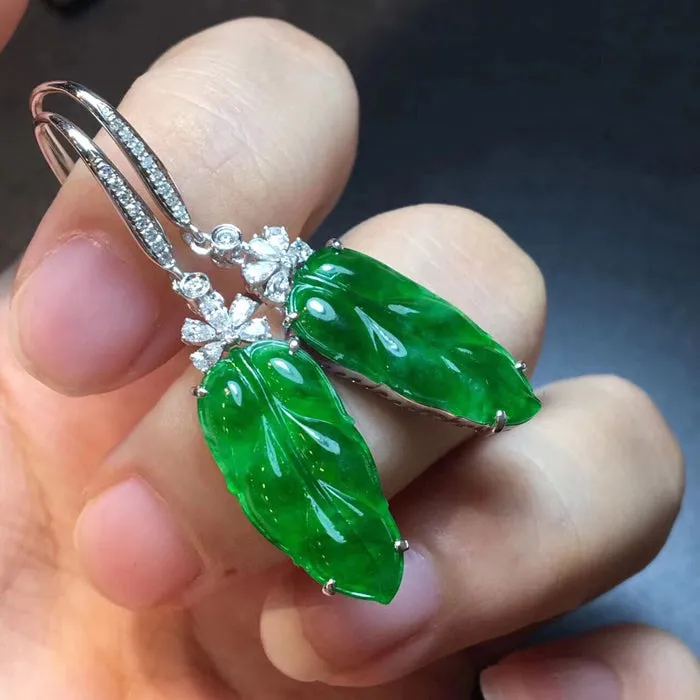Natural Jade Earrings Jadeite Earrings NEG30