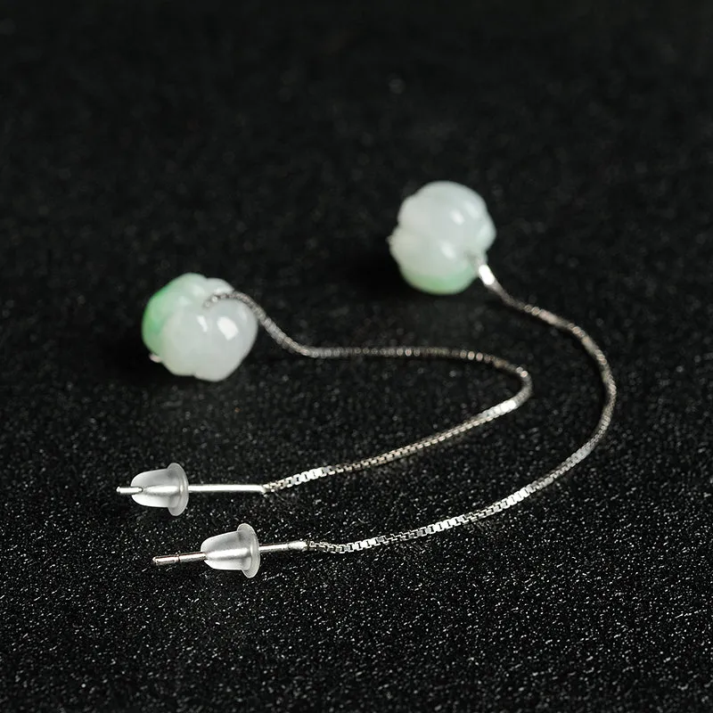Natural Jade Earrings Jadeite Silver Earrings EG69