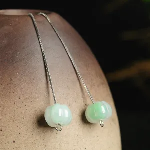 Natural Jade Earrings Jadeite Silver Earrings EG69