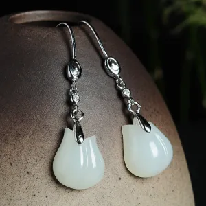 Natural Jade Earrings Nephrite Silver Earrings EG108