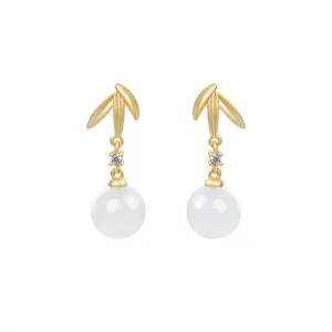 Natural Jade Earrings Nephrite Silver Earrings ZNE101