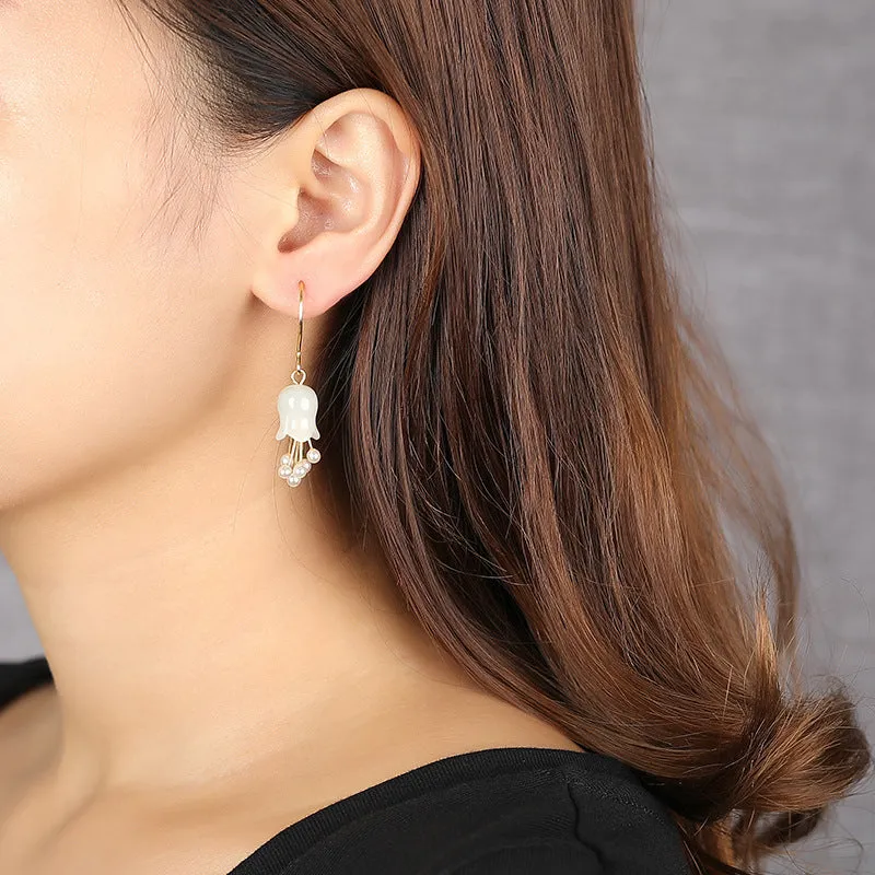 Natural Jade Earrings Nephrite Silver Earrings ZNE121