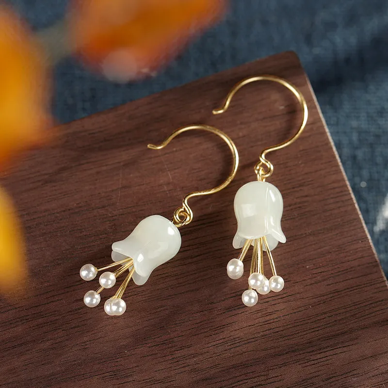 Natural Jade Earrings Nephrite Silver Earrings ZNE121