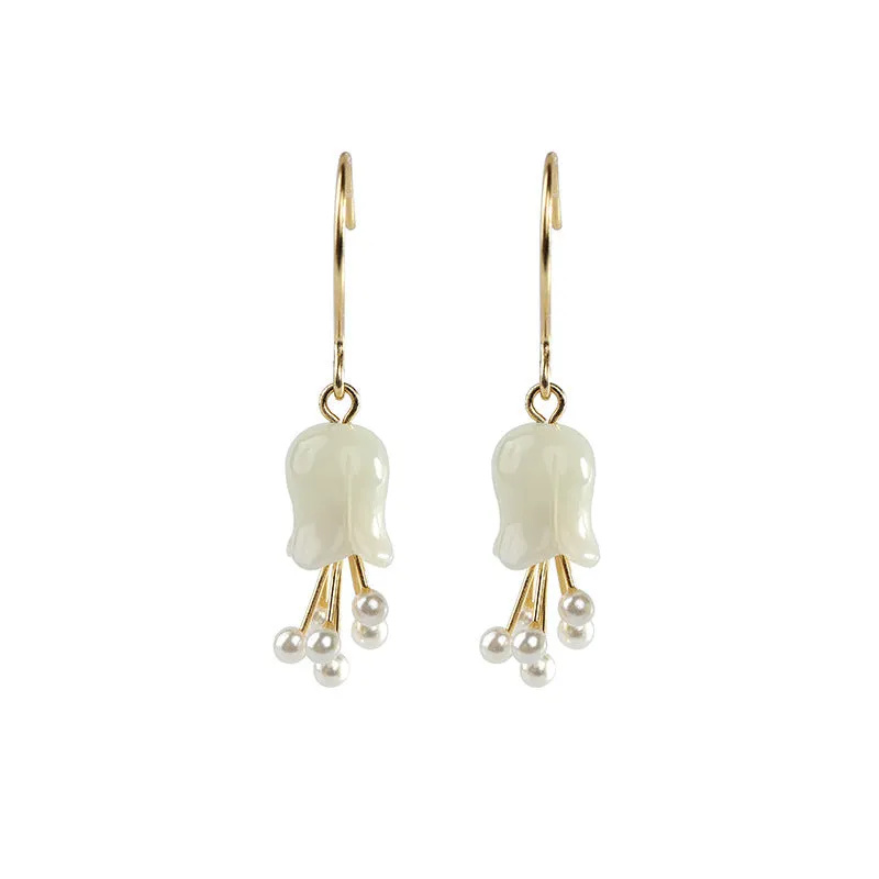Natural Jade Earrings Nephrite Silver Earrings ZNE121