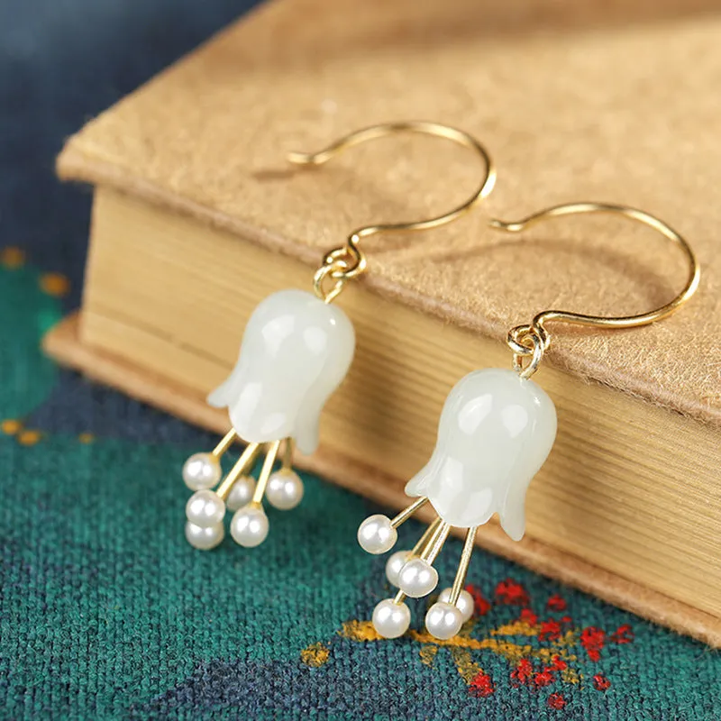 Natural Jade Earrings Nephrite Silver Earrings ZNE121