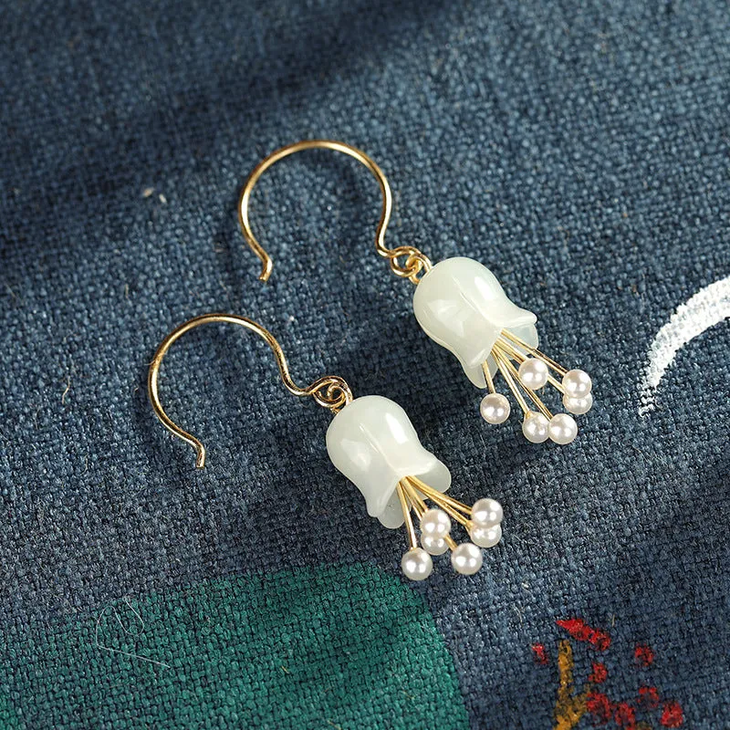 Natural Jade Earrings Nephrite Silver Earrings ZNE121