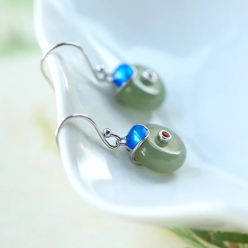 Natural Jade Earrings Nephrite Silver Earrings ZNE237