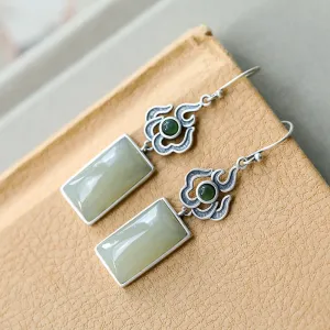 Natural Jade Earrings Nephrite Silver Earrings ZNE286