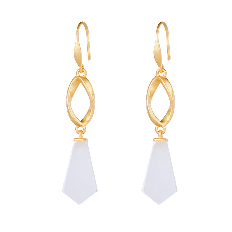 Natural Jade Earrings Nephrite Silver Earrings ZNE323