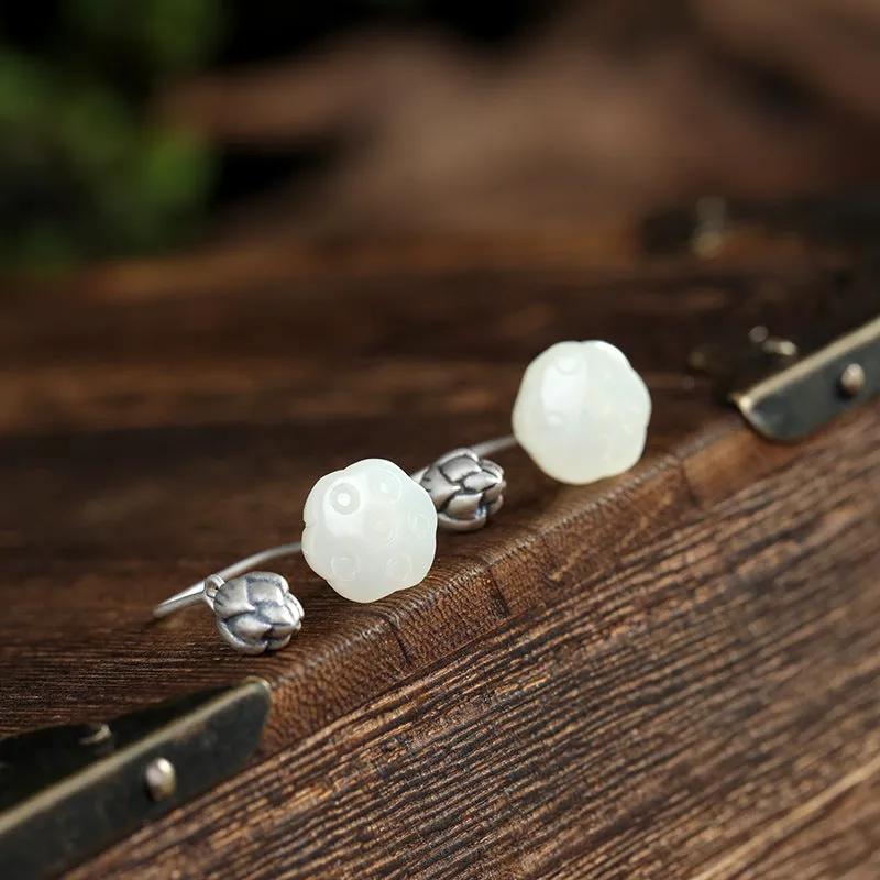 Natural Jade Earrings Nephrite Silver Earrings ZNE480
