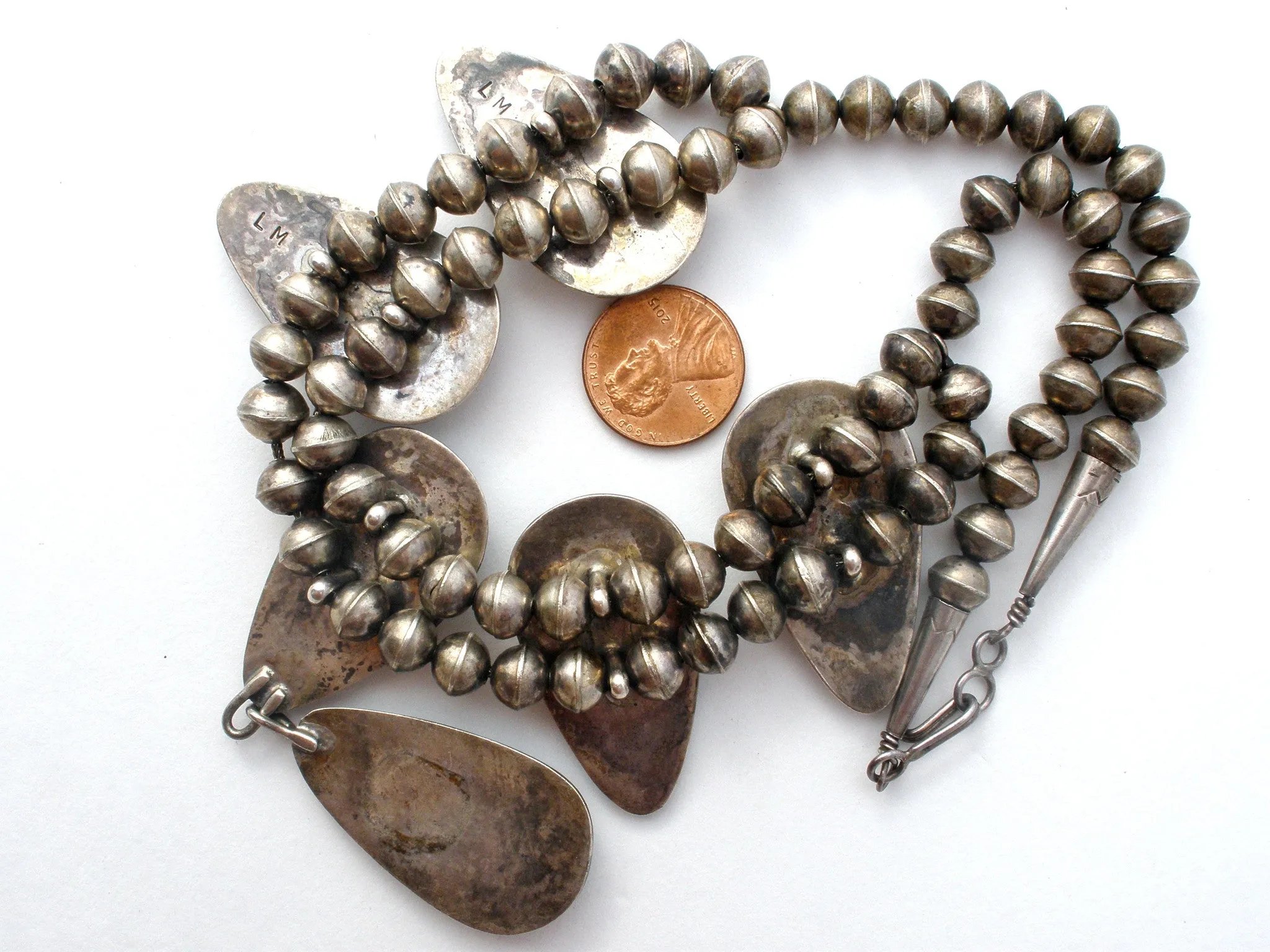 Navajo Squash Blossom Shadowbox Turquoise Necklace