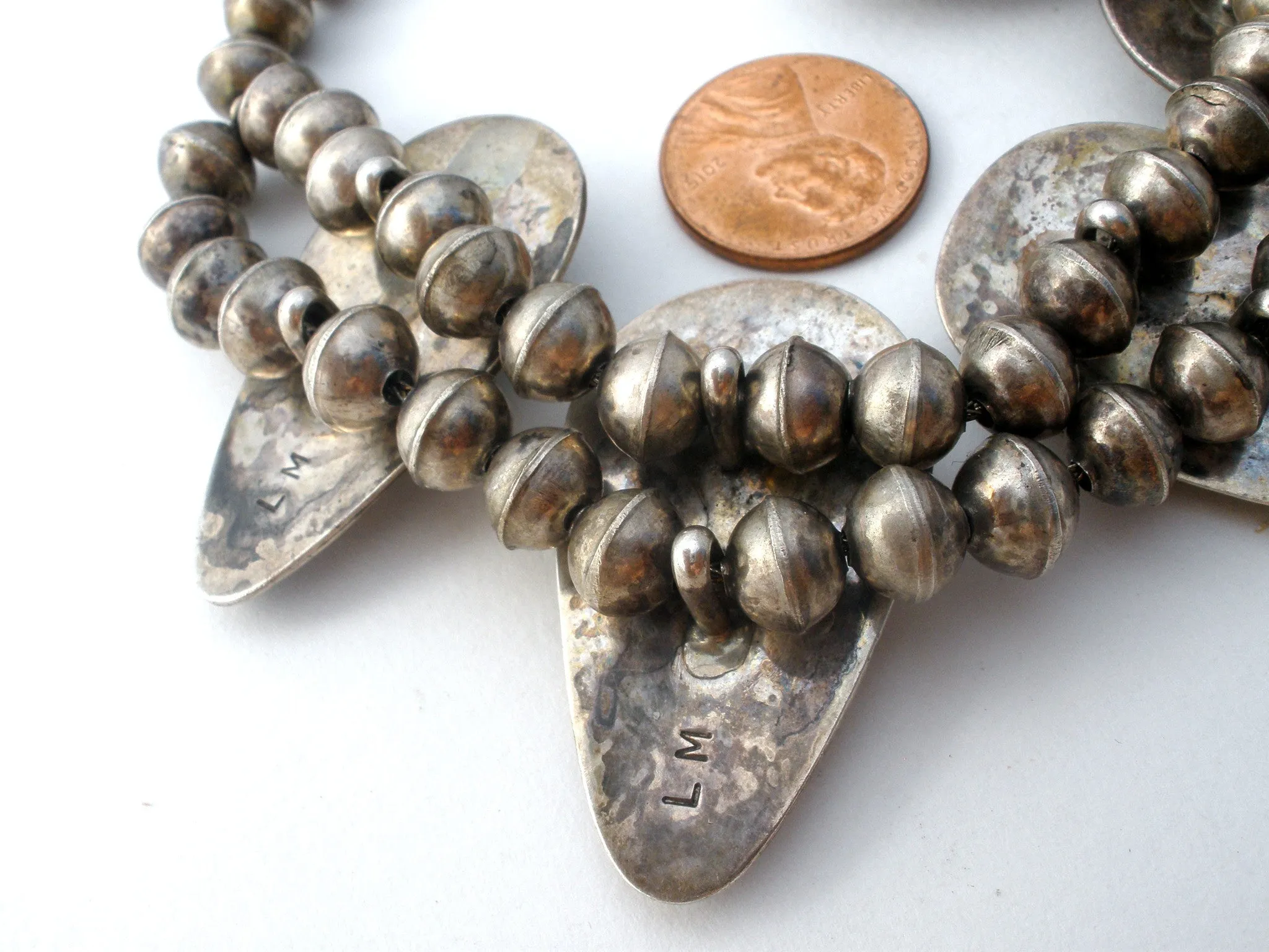 Navajo Squash Blossom Shadowbox Turquoise Necklace