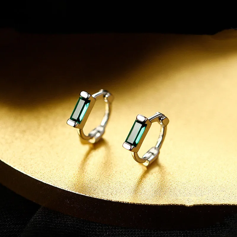 New Hot Sell Women's Emerald Hoop Stud Earrings