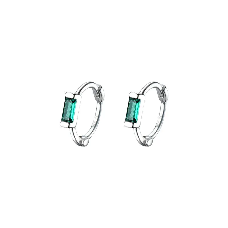 New Hot Sell Women's Emerald Hoop Stud Earrings