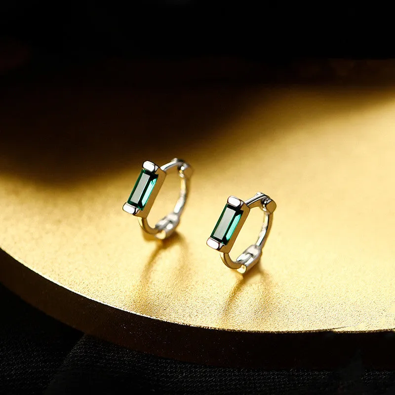 New Hot Sell Women's Emerald Hoop Stud Earrings