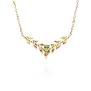 O Leaf Peridot Halskette in 9ct Gelb Gold