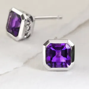 Octagonal Amethyst Studs
