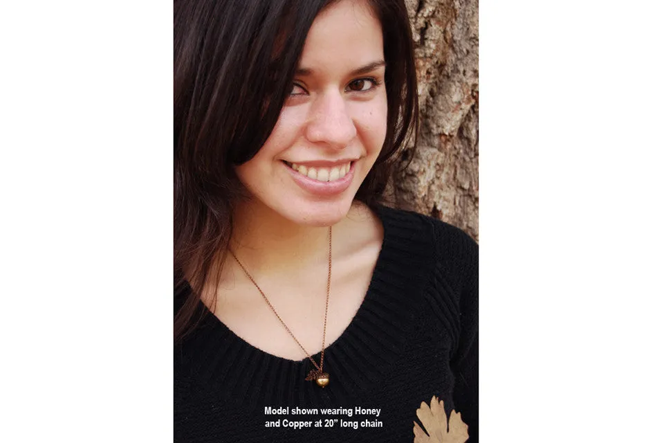 Opal & Copper Acorn Necklace | Nature Jewelry | Opalite Gemstone Acorn | Fall Acorn Charm Necklace