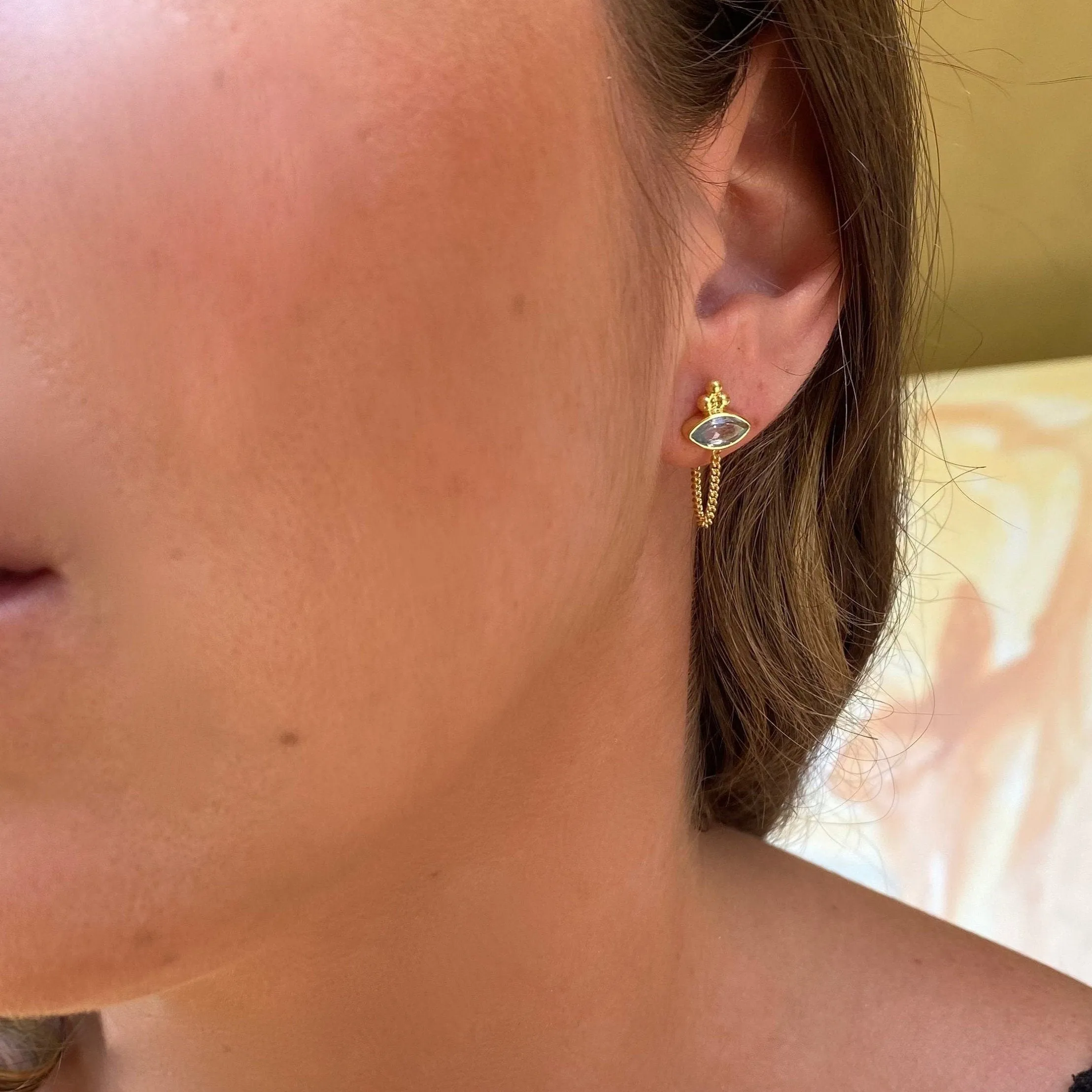 Ophelia Eye Gold Blue Topaz Earrings