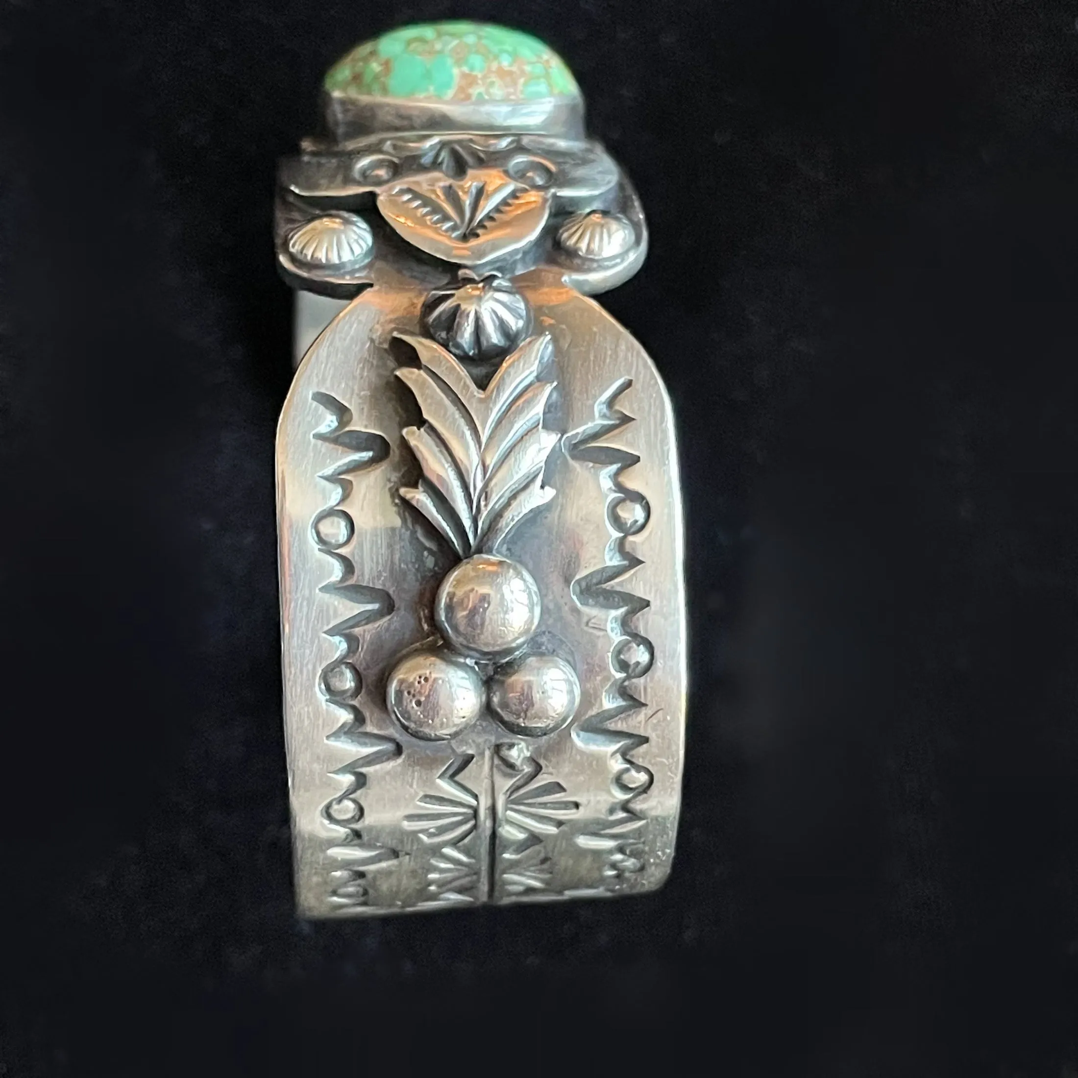 Paul Livingston Sterling Silver Navajo Cuff Bracelet, Carrico Lake Turquoise Native American Bracelet 67.3 G