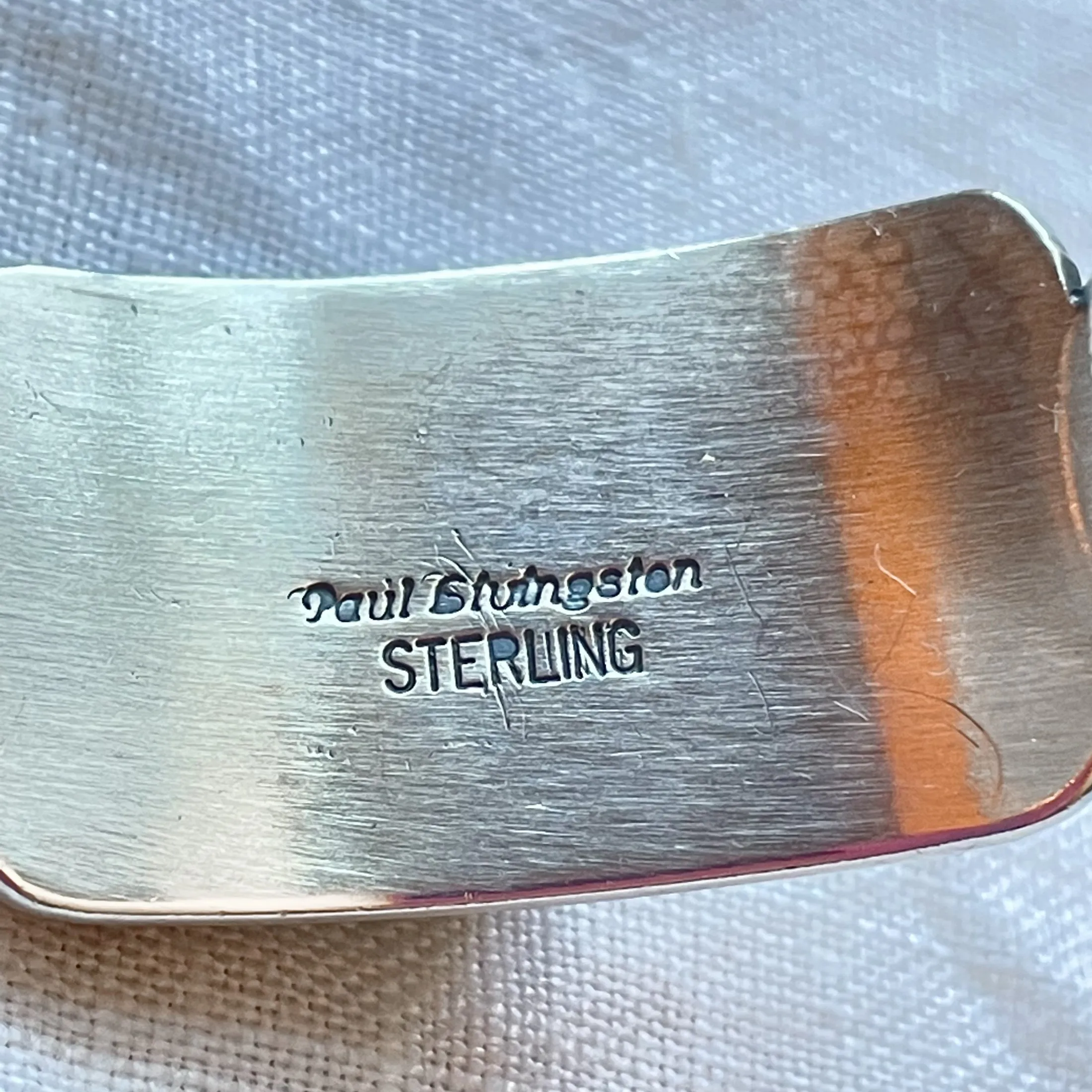 Paul Livingston Sterling Silver Navajo Cuff Bracelet, Carrico Lake Turquoise Native American Bracelet 67.3 G