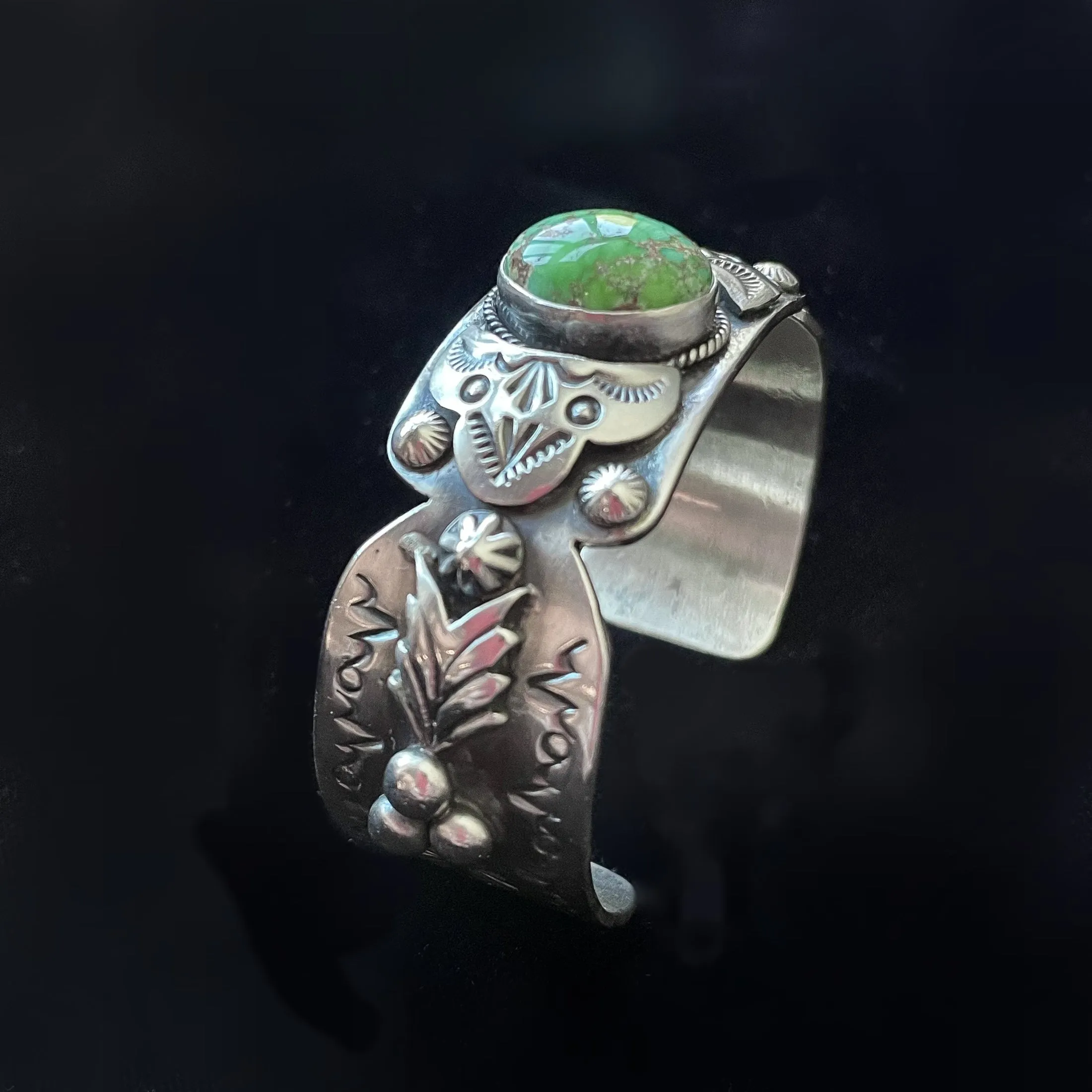 Paul Livingston Sterling Silver Navajo Cuff Bracelet, Carrico Lake Turquoise Native American Bracelet 67.3 G
