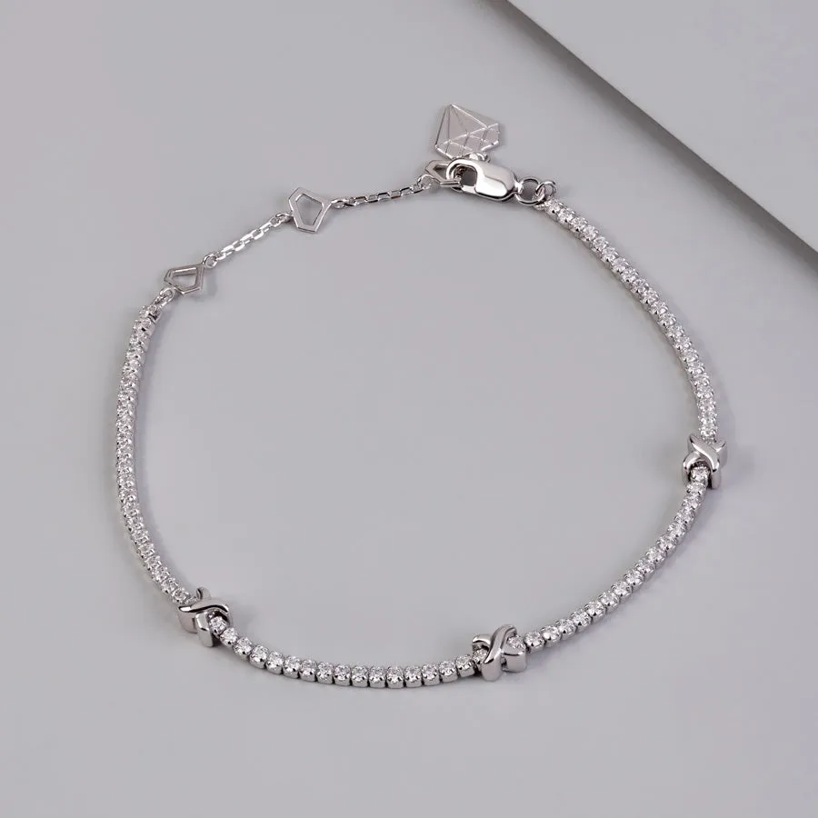 Pave 925 Sterling Silver Petite Tennis Bracelet