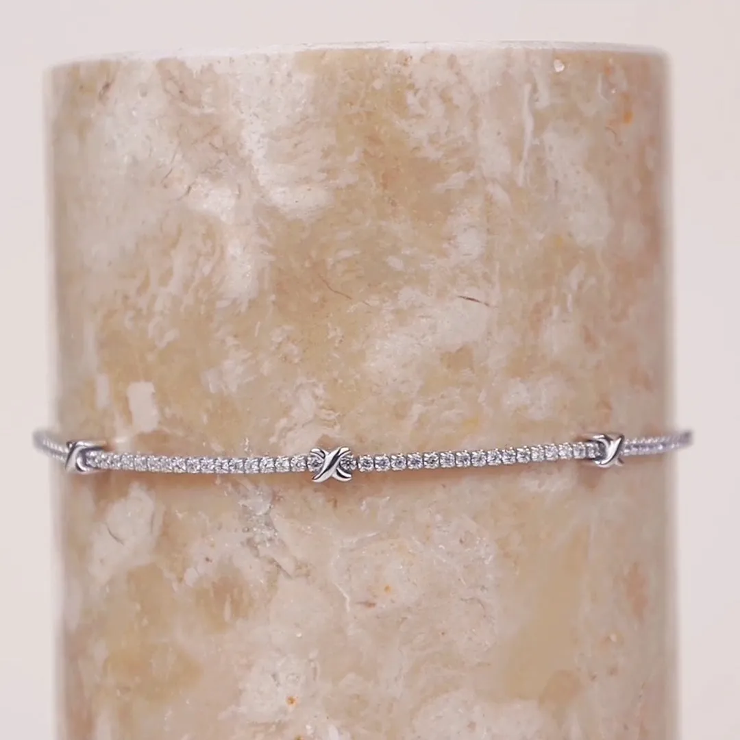 Pave 925 Sterling Silver Petite Tennis Bracelet