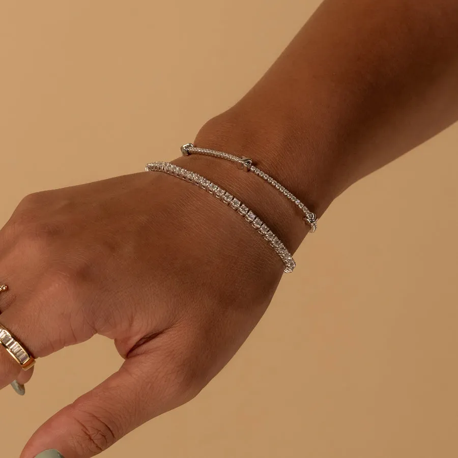 Pave 925 Sterling Silver Petite Tennis Bracelet