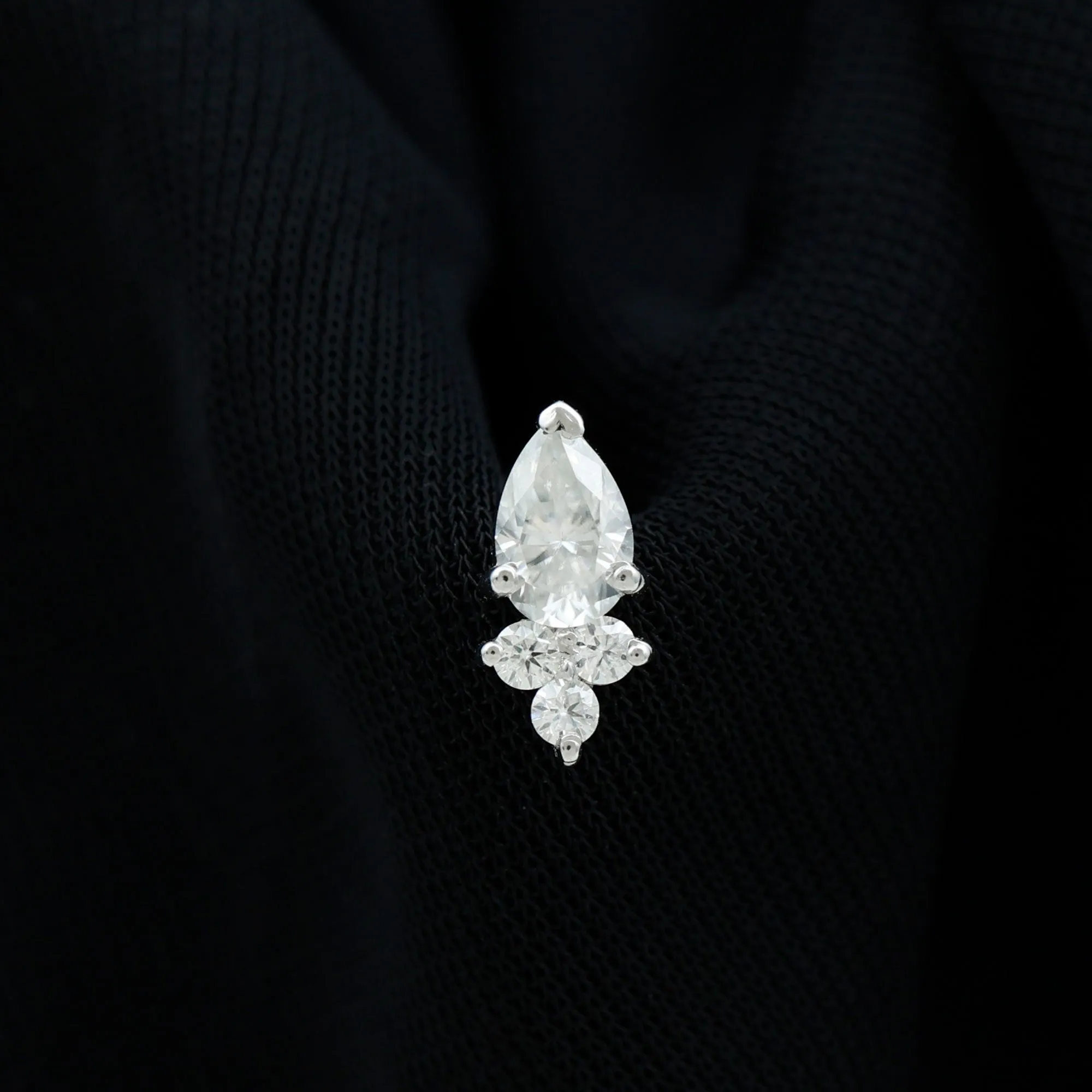 Pear and Round Moissanite Cluster Cartilage Earring
