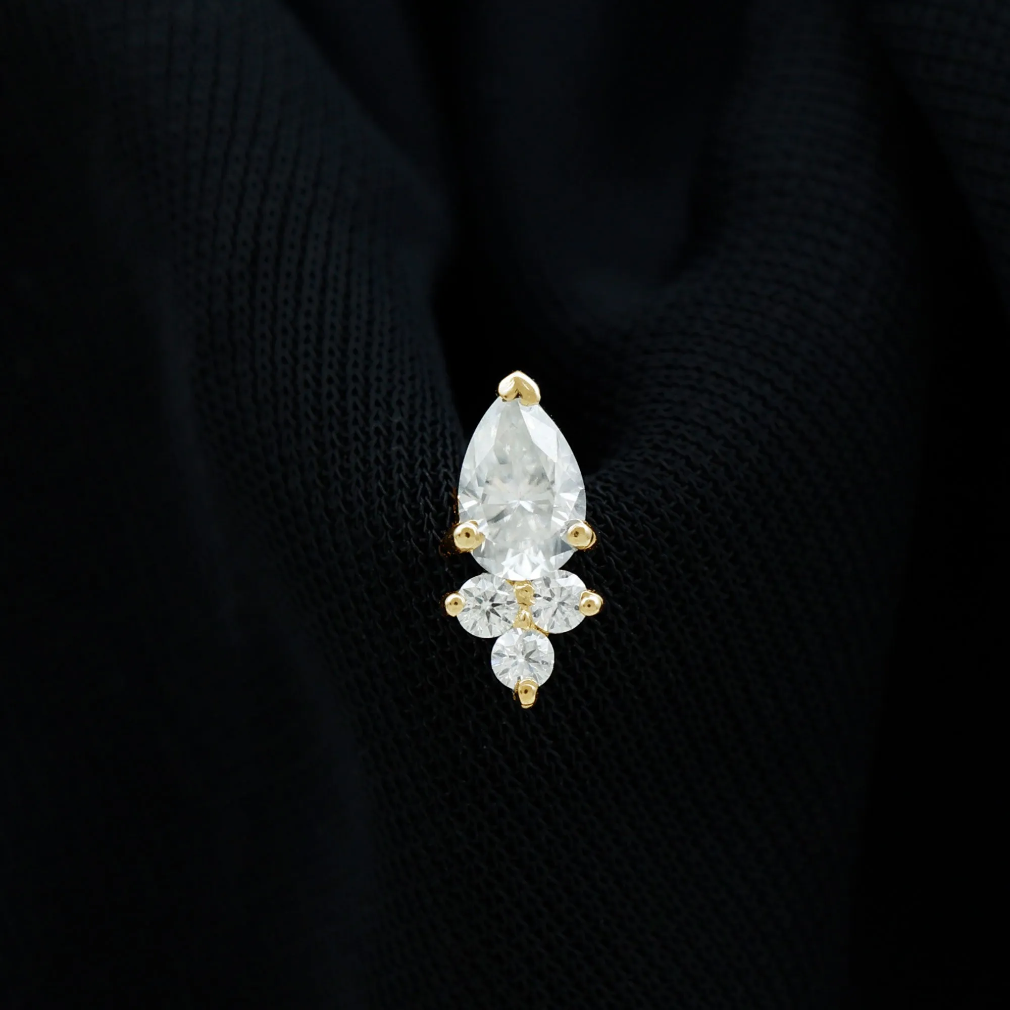 Pear and Round Moissanite Cluster Cartilage Earring