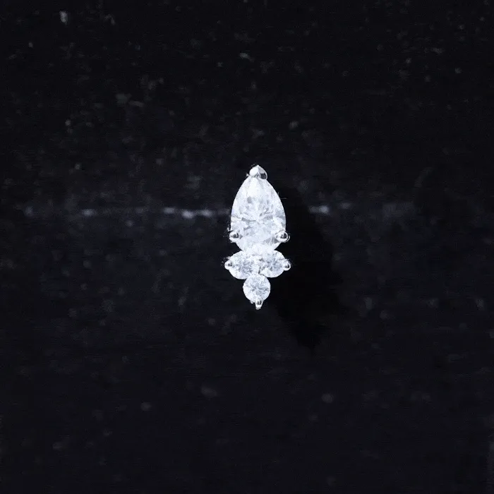 Pear and Round Moissanite Cluster Cartilage Earring