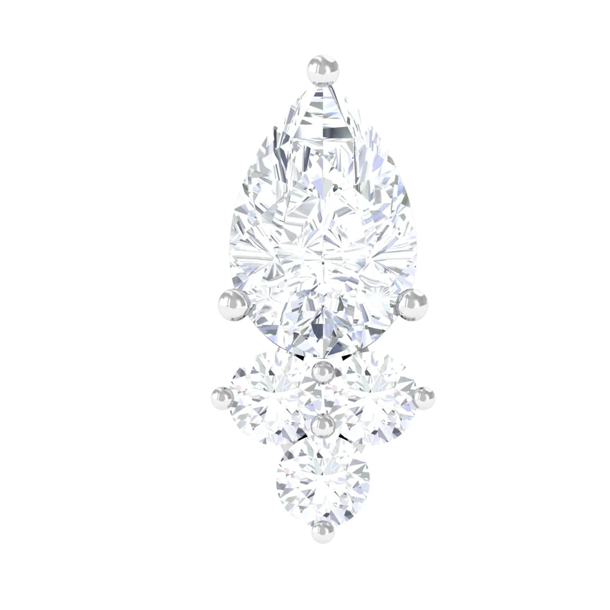 Pear and Round Moissanite Cluster Cartilage Earring