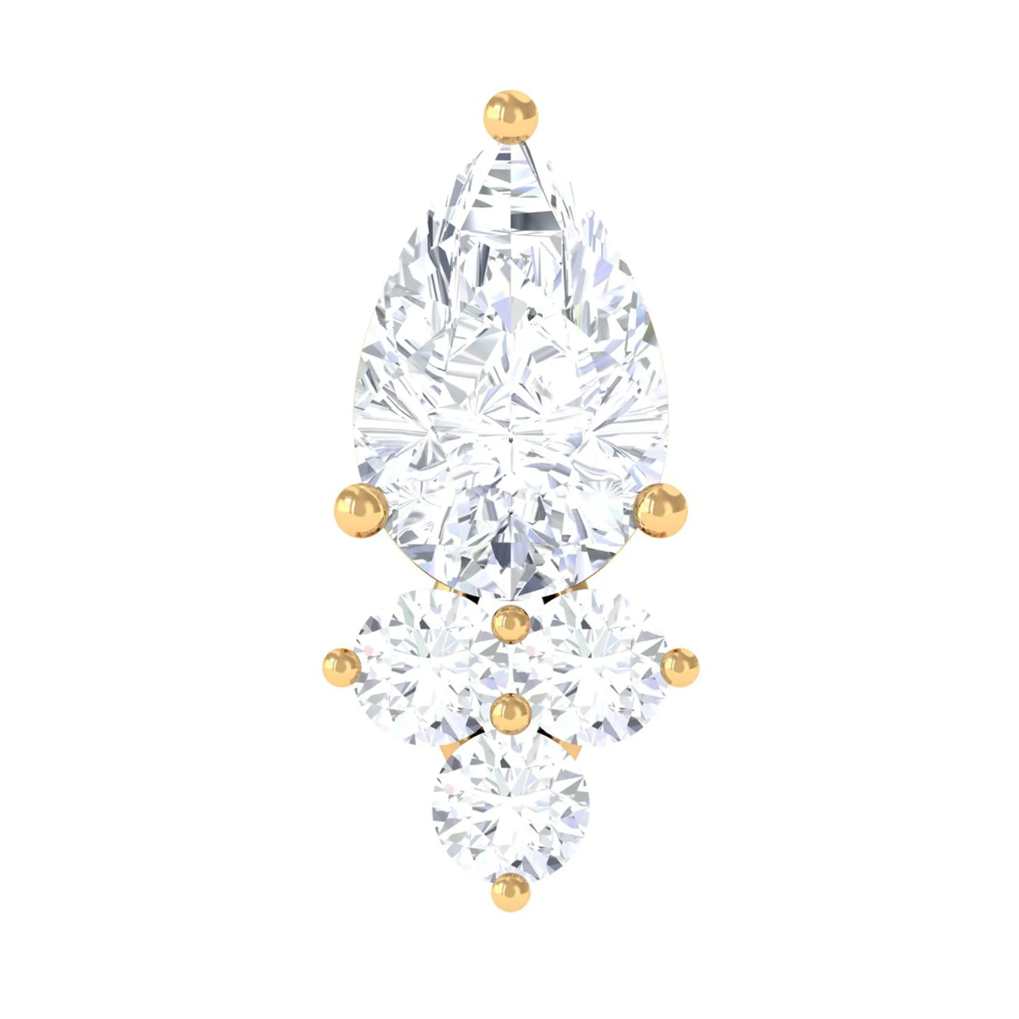 Pear and Round Moissanite Cluster Cartilage Earring