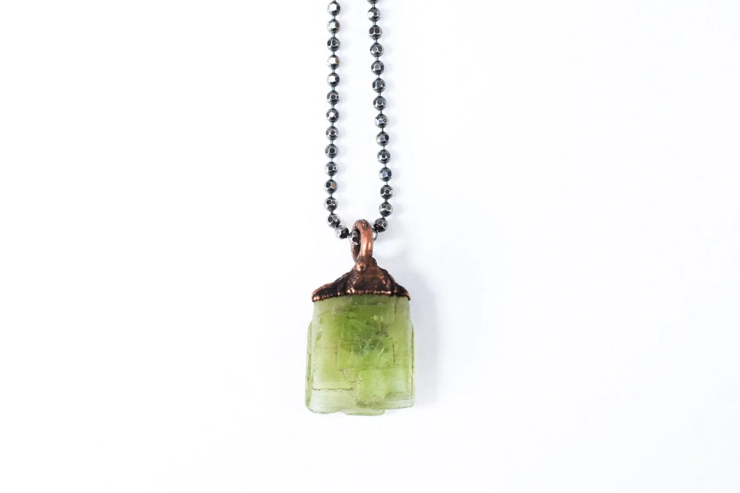 Peridot crystal necklace | Raw peridot 18" Sterling necklace