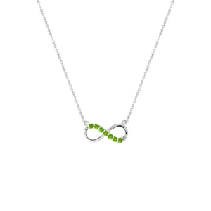 Peridot Infinity Necklace in Silver