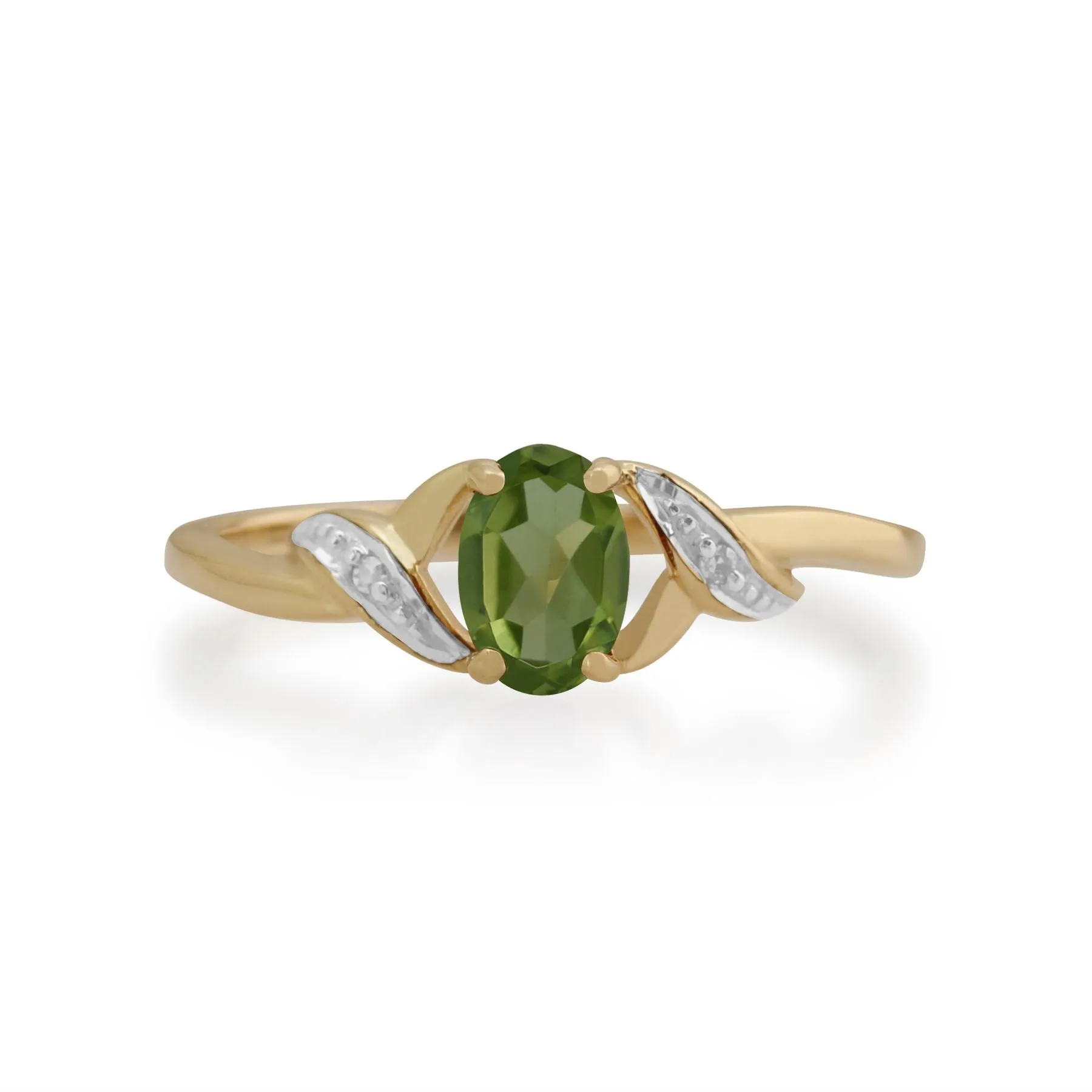 Peridot-Ring, 9 Karat Gelbgold 0.51ct ct Peridot & DIAMANTRING