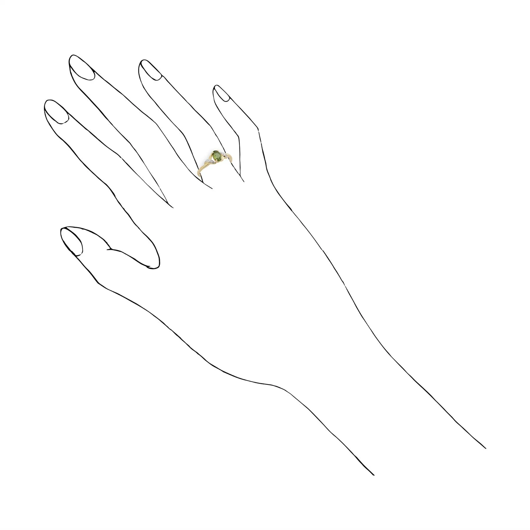 Peridot-Ring, 9 Karat Gelbgold 0.51ct ct Peridot & DIAMANTRING