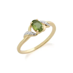 Peridot-Ring, 9 Karat Gelbgold 0.51ct ct Peridot & DIAMANTRING