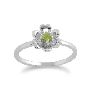 Peridot-Ring, 925 Sterlingsilber 0.13ct kt Peridot Blume Ring