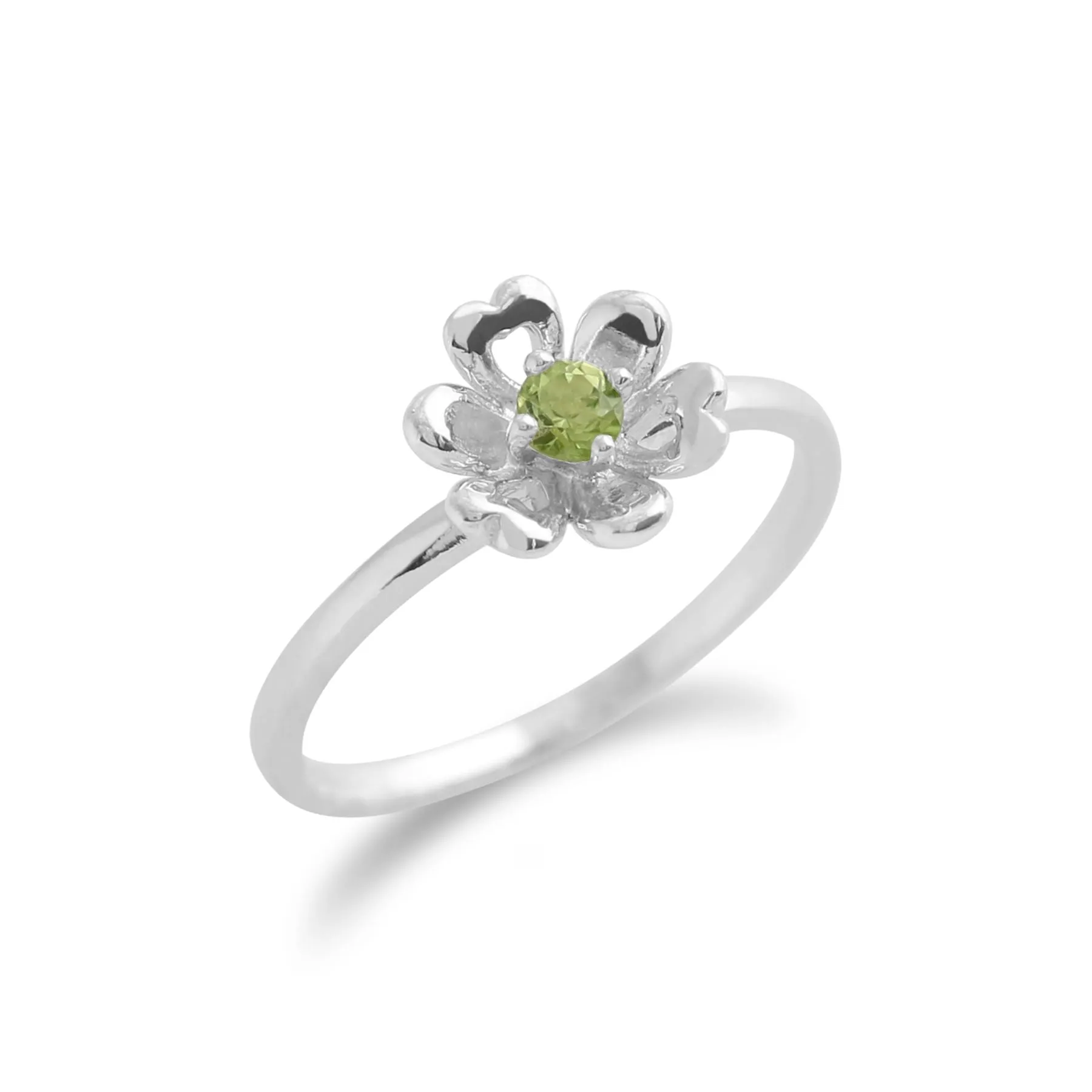 Peridot-Ring, 925 Sterlingsilber 0.13ct kt Peridot Blume Ring