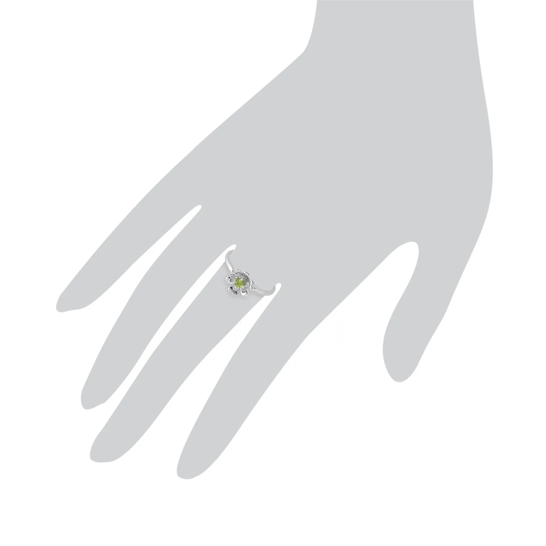 Peridot-Ring, 925 Sterlingsilber 0.13ct kt Peridot Blume Ring