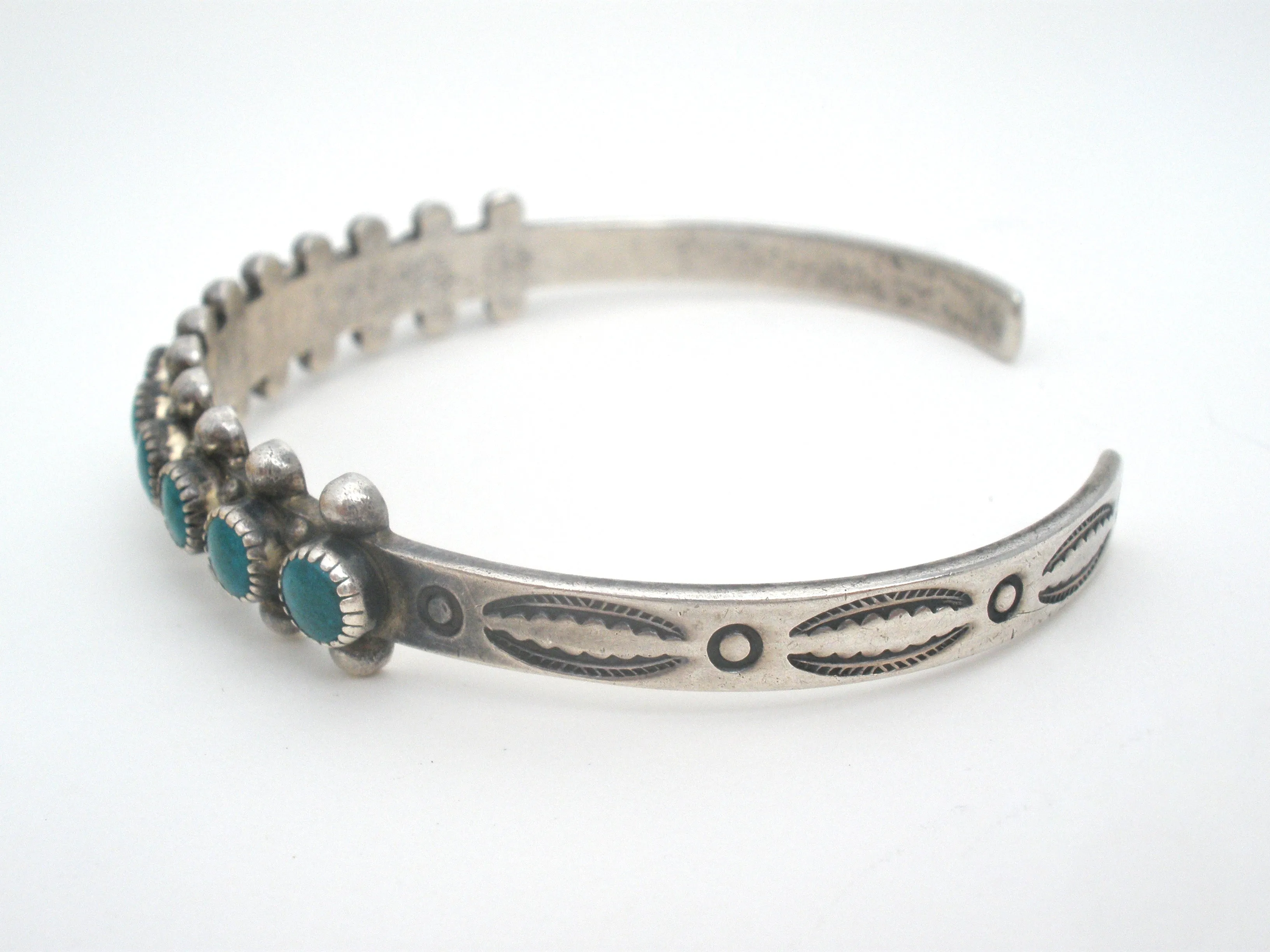 Petit Point Turquoise Cuff Bracelet Sterling Silver
