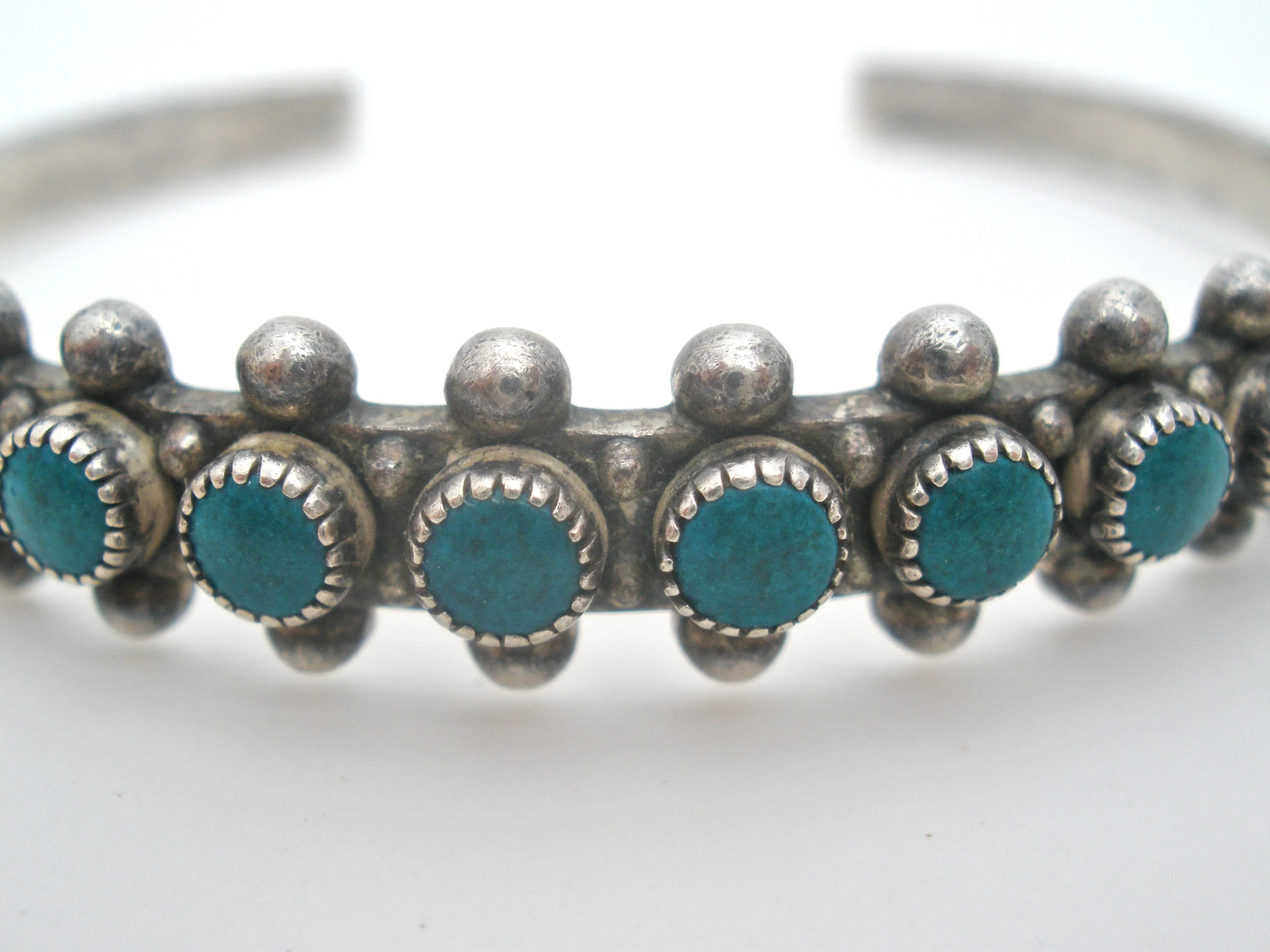 Petit Point Turquoise Cuff Bracelet Sterling Silver
