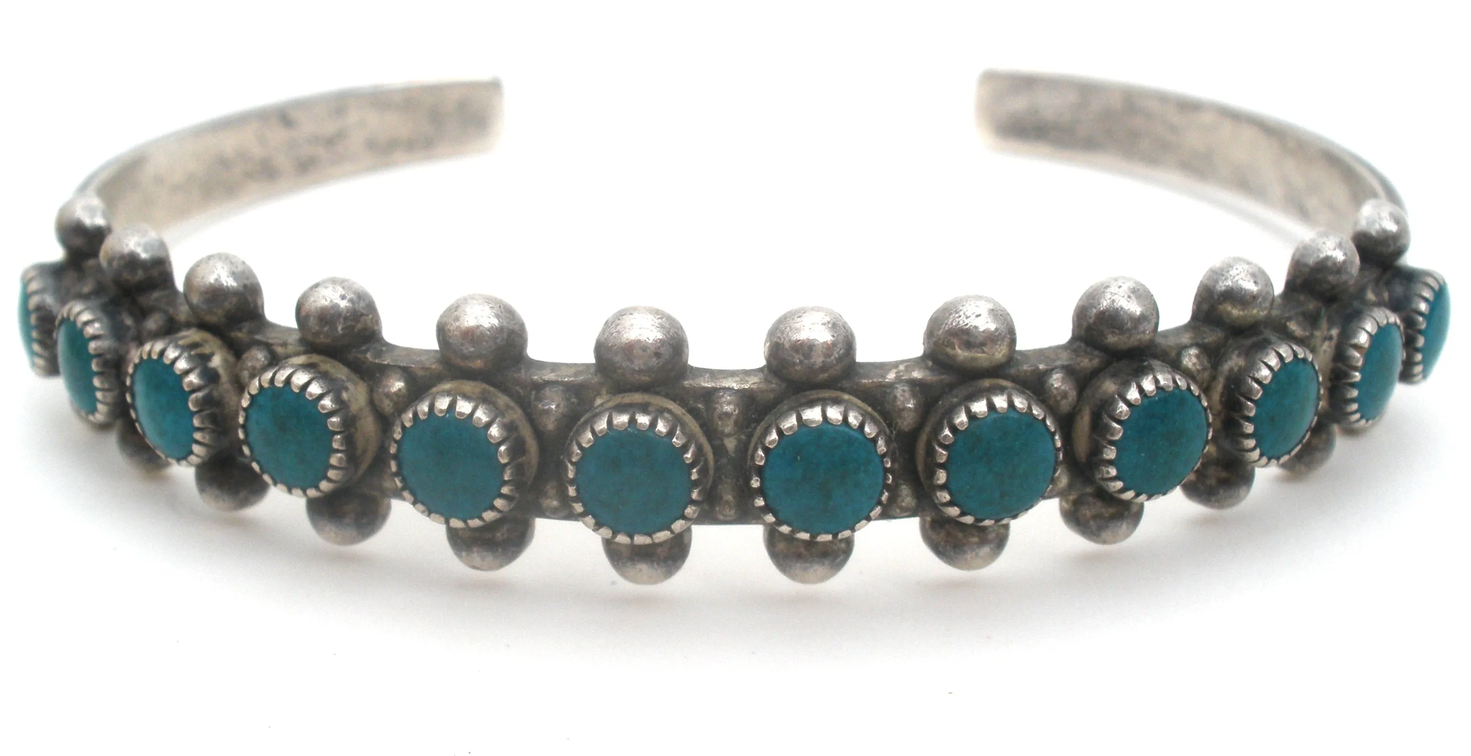Petit Point Turquoise Cuff Bracelet Sterling Silver