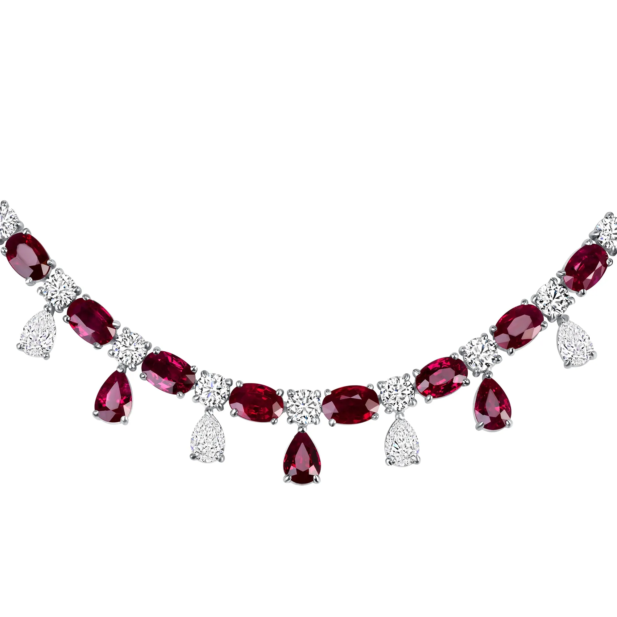 Pigeon Blood Ruby and White Diamond Necklace