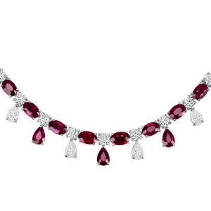 Pigeon Blood Ruby and White Diamond Necklace