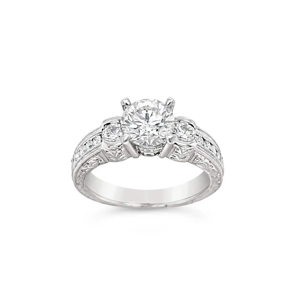 Platinum 1.68ctw Diamond Engagement Ring